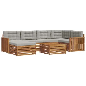 vidaXL Ensemble de canapés d'extérieur 7 pc Gris Naturel et Clair