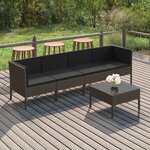 vidaXL Salon de jardin 5 Pièces avec coussins résine tressée gris