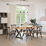 vidaXL Table à manger avec bord vivant 180x100x74 cm bois massif chêne