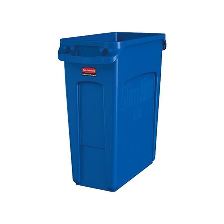 Collecteur de déchets Slim Jim avec conduits d'aération 60 Litres Bleu RUBBERMAID