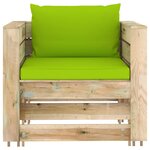 vidaXL Salon de jardin 2 Pièces avec coussins Bois imprégné de vert