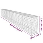 vidaXL Mur en gabion avec couvercle Acier galvanisé 600x50x100 cm
