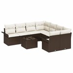 vidaXL Ensemble de canapé de jardin 9 Pièces Marron et Crème polyrotin