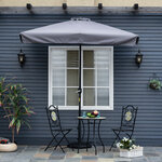 Demi parasol - parasol de balcon 5 entretoises métal dim. 2 3L x 1 3l x 2 49H m polyester haute densité gris