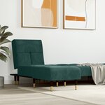 vidaXL Chaise longue vert foncé velours