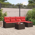 vidaXL Ensemble de Canapés avec coussin avec stockage Marron polyrotin