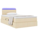 vidaXL Lit de rangement LED avec matelas Crème 120 x 190 cm Tissu