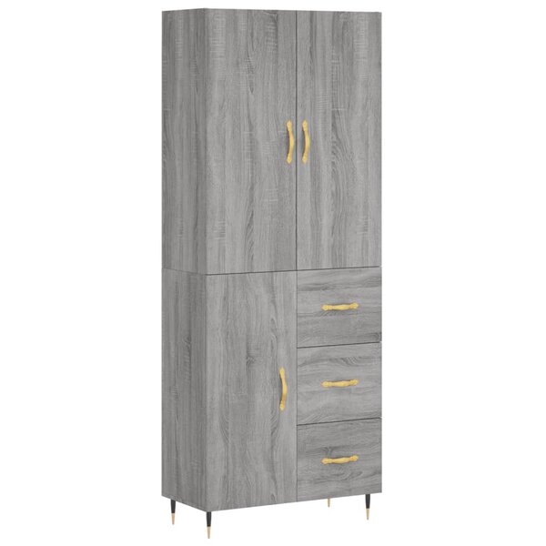 vidaXL Buffet haut Sonoma gris 69 5x34x180 cm Bois d'ingénierie