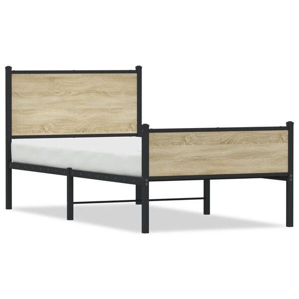 vidaXL Cadre de lit en métal sans matelas chêne sonoma 90x200 cm