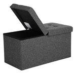 Coffre de rangement couvercle pliable par 2 côtés banc de rangement 300 kg charge admissible 76 x 38 x 38 cm gris 12_0005138