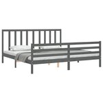 vidaXL Cadre de lit avec tête de lit gris 200x200 cm bois massif