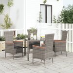 vidaXL Chaises de jardin avec coussins 4 Pièces Résine tressée Gris