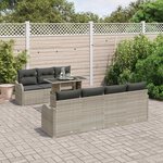 vidaXL Ensemble de canapé de jardin 8 Pièces Gris clair Poly Rattan