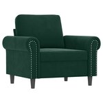 vidaXL Ensemble de canapés 3 Pièces avec coussins Vert foncé Velours