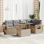 vidaXL Salon de jardin avec coussins 6 Pièces beige résine tressée