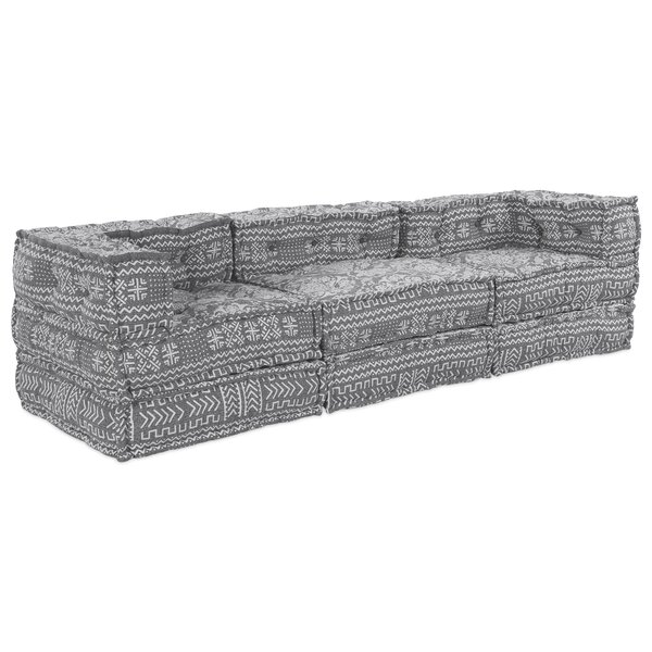 vidaXL Canapé Pouf Modulaire 3 Places qui se Transforme en Lit - Tissu Gris Clair