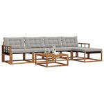 vidaXL Ensemble de canapés d'extérieur 6 Pièces Gris Naturel et Clair