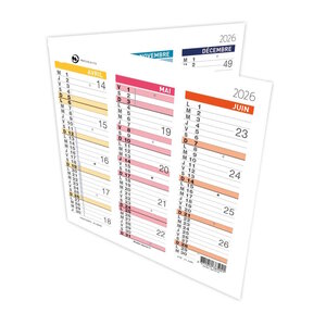 Calendrier 2026 Dépliant - 26 x 13cm - Multicouleurs Arc-en-Ciel - Cartonné