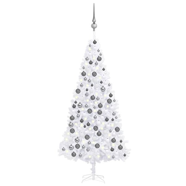 vidaXL Arbre de Noël artificiel pré-éclairé et boules 300 cm blanc