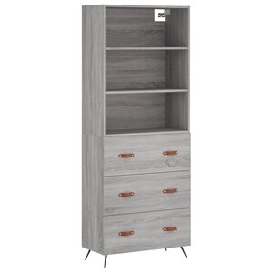 vidaXL Buffet haut Sonoma gris 69 5x34x180 cm Bois d'ingénierie