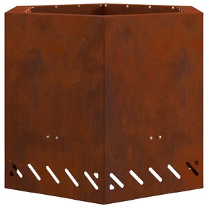 vidaXL Foyer sans fumée Marron 58 x 58 x 51 cm Acier patiné