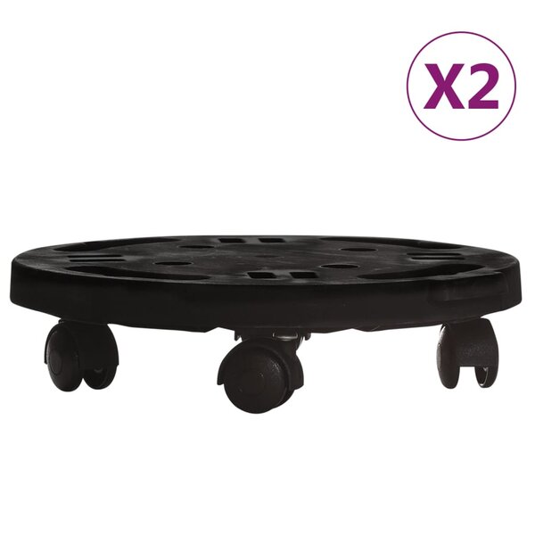 vidaXL Chariots à plantes avec roues 2 Pièces Diamètre 30 cm Noir 170 kg