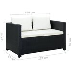 vidaXL Salon de jardin 3 Pièces avec coussins Résine tressée Noir