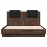 vidaXL Cadre de lit tête de lit et lumières LED chêne marron 135x190cm