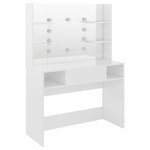 vidaXL Table de maquillage avec éclairage LED MDF Blanc brillant