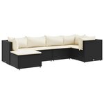 vidaXL Salon de jardin 6 Pièces avec coussins Noir Résine tressée