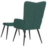 vidaXL Chaise de relaxation avec tabouret Vert foncé Velours
