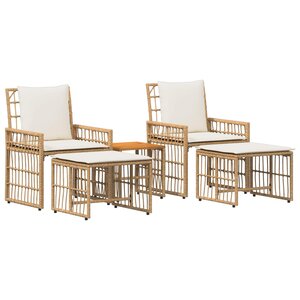 vidaXL Ensemble de meubles d'extérieur 5 pc Blanc Naturel et Crème