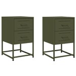 vidaXL Tables de chevet 2 Pièces vert olive 36x39x60 5 cm acier