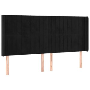 vidaXL Tête de lit avec oreilles Noir 203x16x118/128 cm Velours