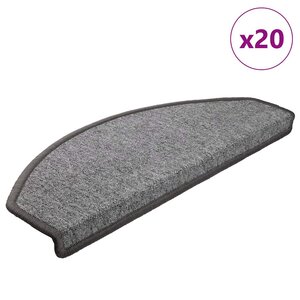 vidaXL Tapis d'escalier 20 pièces 65 x 24 x 4 cm Gris foncé Demi-rond Grand