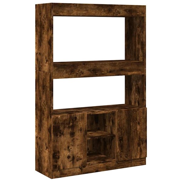vidaXL Buffet haut chêne fumé 92x33x140 cm bois d'ingénierie