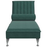 vidaXL Chaise longue de massage avec traversin vert foncé velours