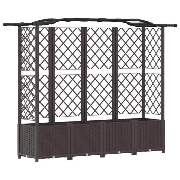 vidaXL Lit Élevé avec Treillis et Toit Marron 204 x 40 x 141 cm PP