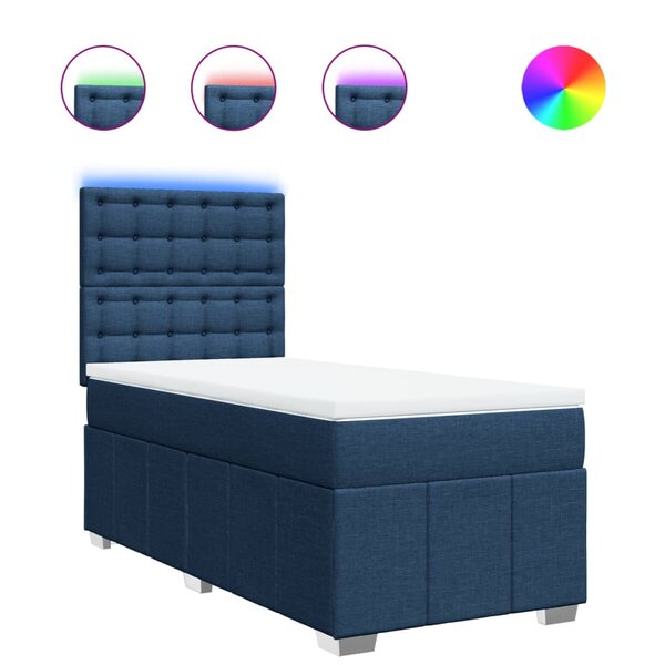 vidaXL Sommier à lattes de lit avec matelas Bleu 80x200 cm Tissu