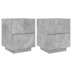 vidaXL Armoires de chevet et lumières LED 2 Pièces gris béton