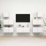 vidaXL Ensemble de meuble TV 7 Pièces Blanc Aggloméré