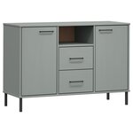 vidaXL Buffet avec pieds en métal Gris 113x40x77 cm Bois massif OSLO