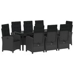 vidaXL Ensemble de salle à manger pour jardin 9 pc Noir polyrotin