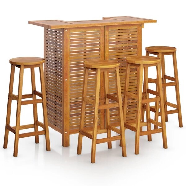 vidaXL Ensemble de bar de jardin 5 Pièces Bois d'acacia solide