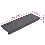 vidaXL Tapis d'escalier 15 Pièces 65x21x4 cm Gris foncé