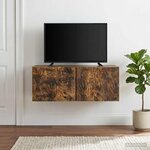 vidaXL Meuble TV mural 59 5 x 31 cm Chêne fumé Bois d'ingénierie