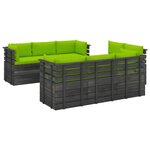 vidaXL Salon palette de jardin 9 Pièces avec coussins Bois de pin massif