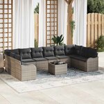 vidaXL Ensemble de canapé de jardin 11 Pièces Gris Poly rotin