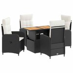 vidaXL Ensemble de repas extérieur 5 pc Noir et blanc crème