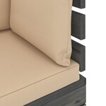 Vidaxl canapé d'angle palette de jardin avec coussins bois de pin